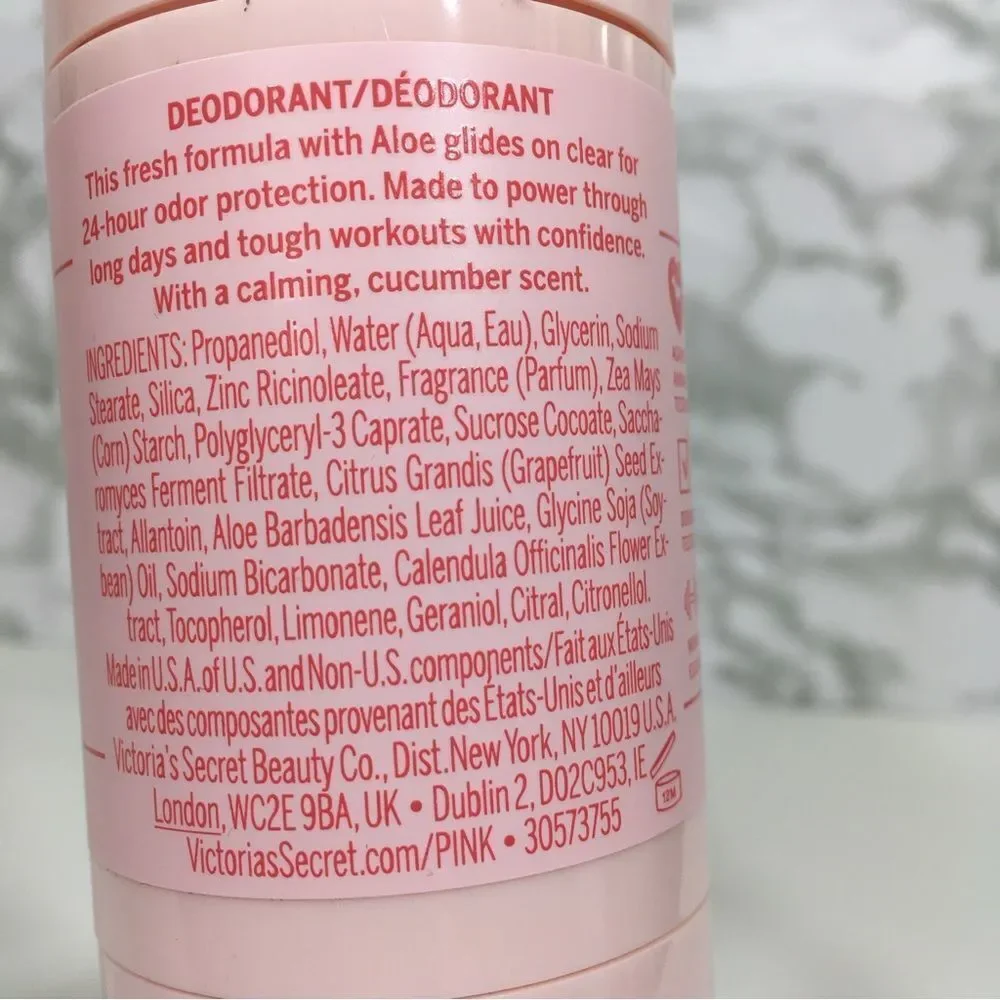 2 VS PINK SEAMLESS DEODORANT WITH ALOE WITH OUT ALUMINUM‎ CUCUMBER SCENT NWT